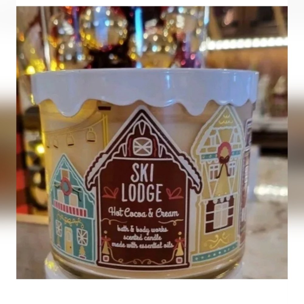 BBW BATH AND BODY WORKS SKI LODGE HOT COCOA & CREAM 3 WICK CANDLE NWT